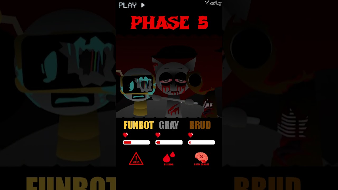 HP Bar Funbot Gray Brud in 1-10 DEFINITIVE Phases #sprunki  #incredibox