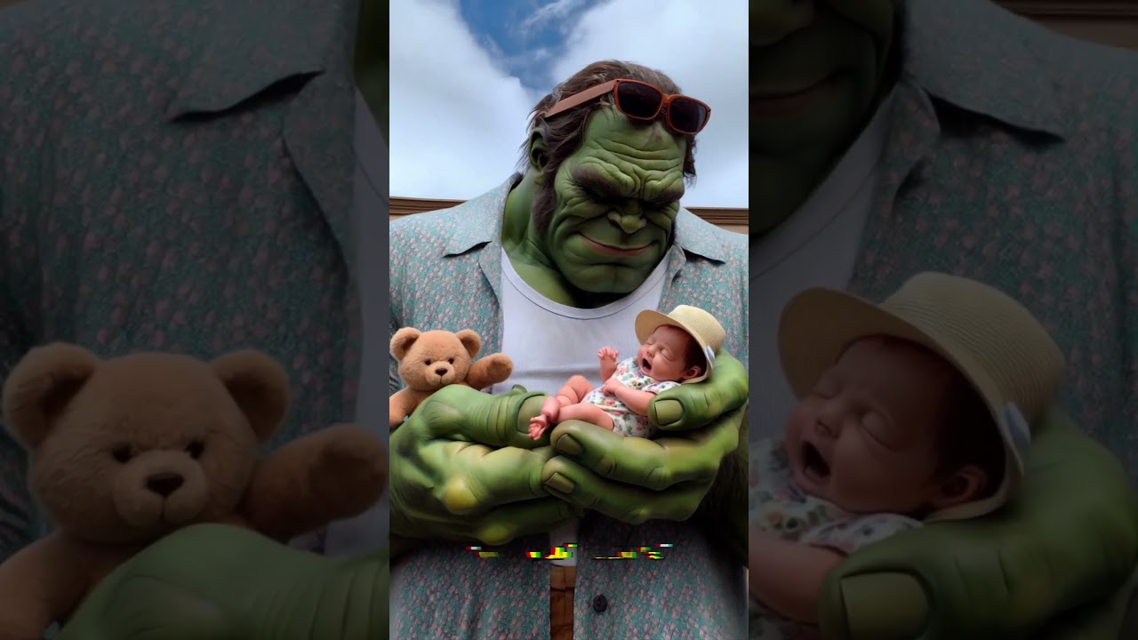 Hulk as a Caring Parent | Comforting a Crying Baby in Realistic Scene #cute #baby #crying #ai #2025