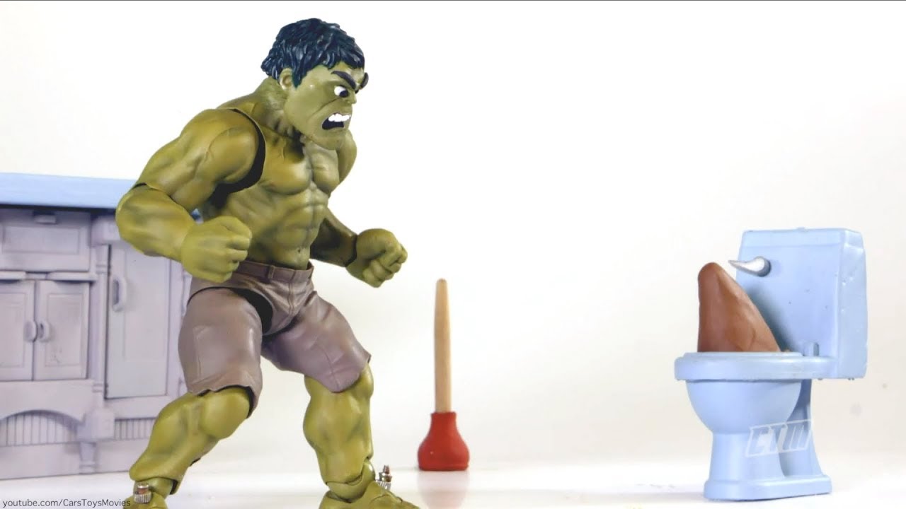 HULK POOP ATTACK Hulk in Real Life Gross Potty Attack Stop Motion Animation (Play Doh) POOP