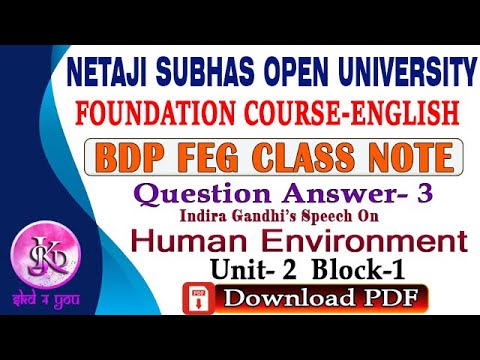 Human Environment|FEG Class Note For NSOU BDP Student|SKD4YOU