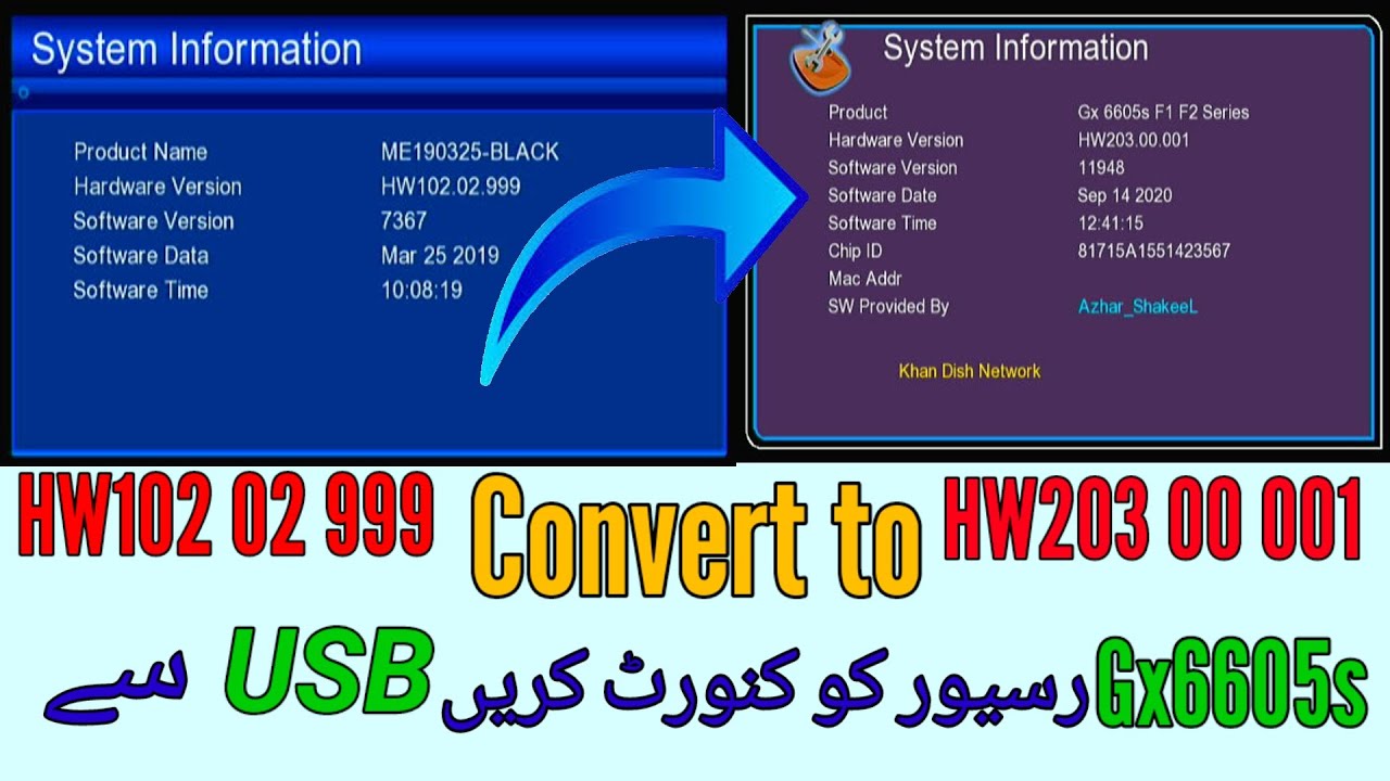 Hw102 02 999 Convert to Hw203 00 001 Via USB Flash || Gx6605s Convert Without Programir ||
