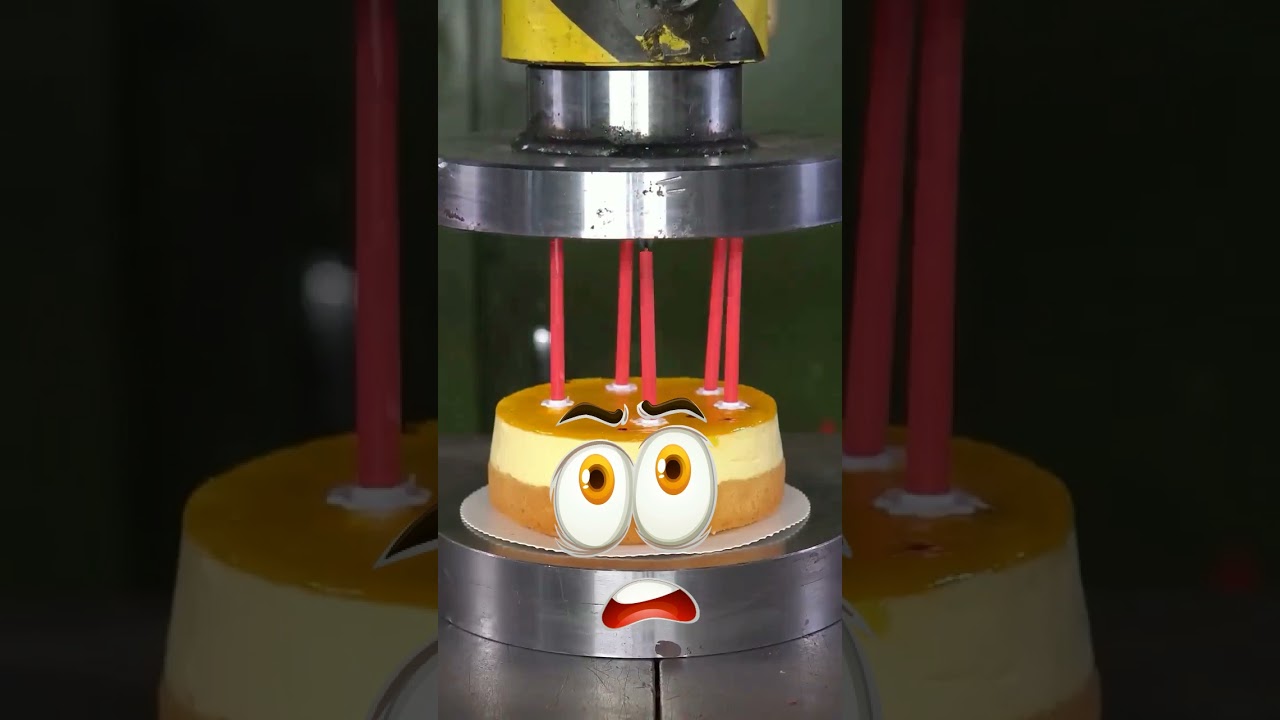 Hydraulic press turns candy into worms 🤩 #satisfying #hydraulicpress #candy