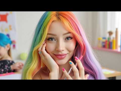 I DYED MY HAIR RAINBOW COLORS WITH SCHOOL PEN! 🌈