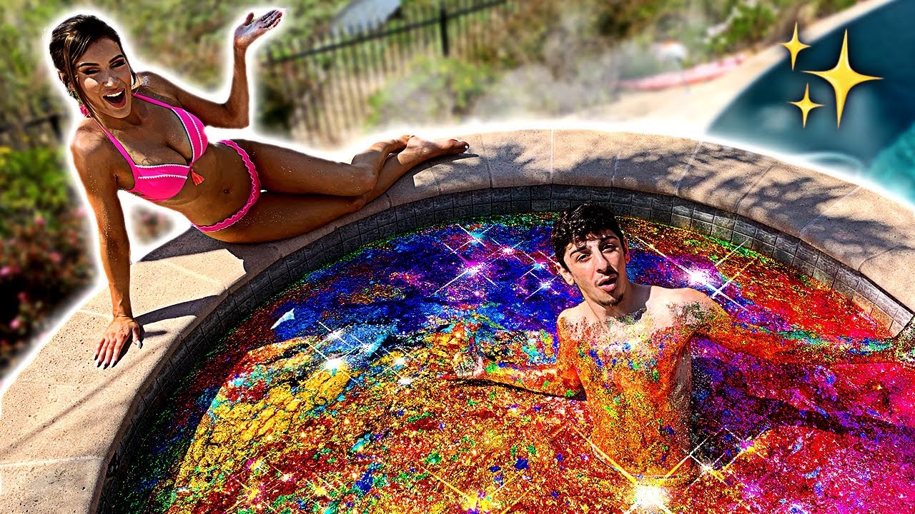 I Filled My Hot Tub With GLITTER - Experiment (ft. Molly Eskam)