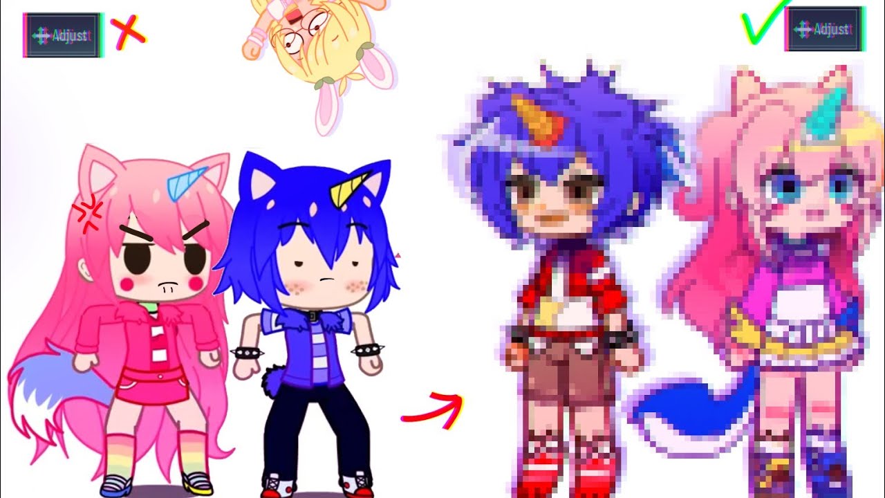 I Redesigned my first 2 ugly character's puppycorn and unikitty in (gacha club) 😳😱