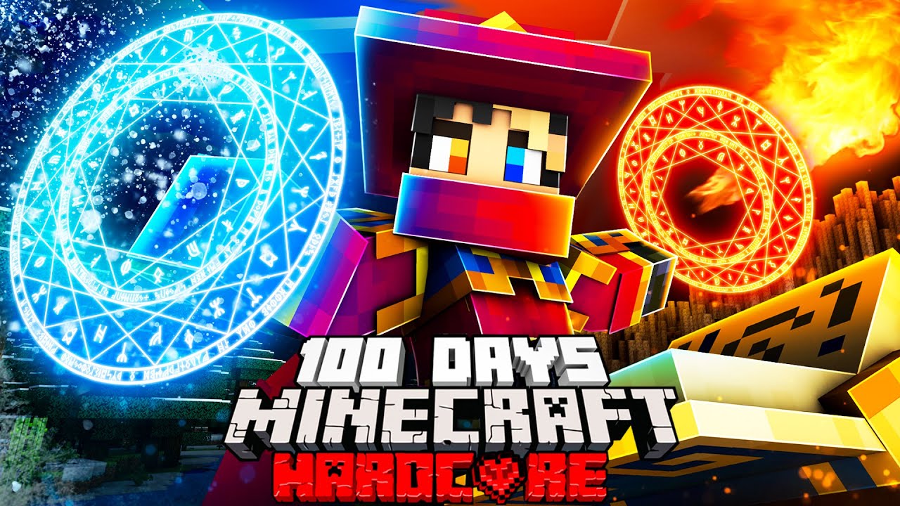 I Survived 100 Days as a BATTLEMAGE in Hardcore Minecraft