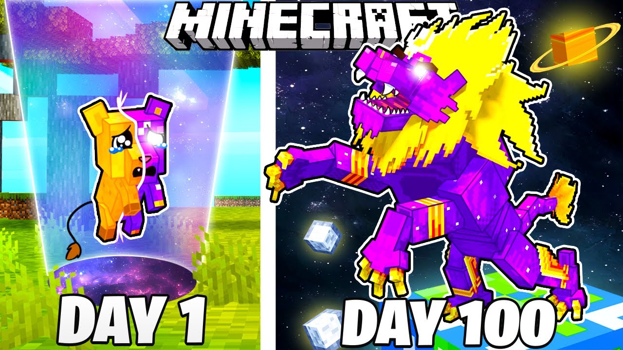 I Survived 100 DAYS as a COSMIC LION in Minecraft!