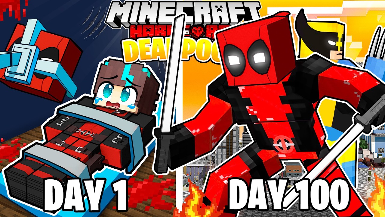 I Survived 100 Days as DEADPOOL in HARDCORE Minecraft!