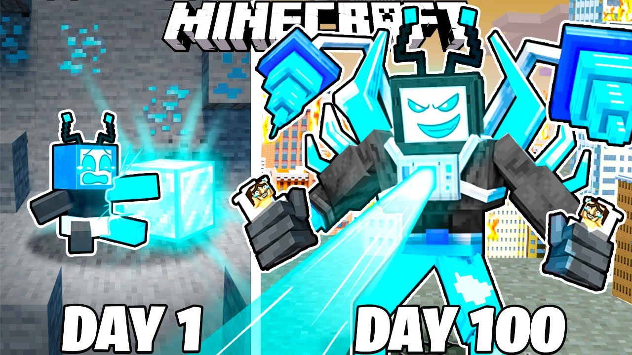 I Survived 100 Days as DIAMOND TITAN in HARDCORE Minecraft!