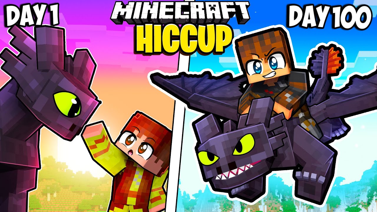 I Survived 100 Days as HICCUP in Minecraft