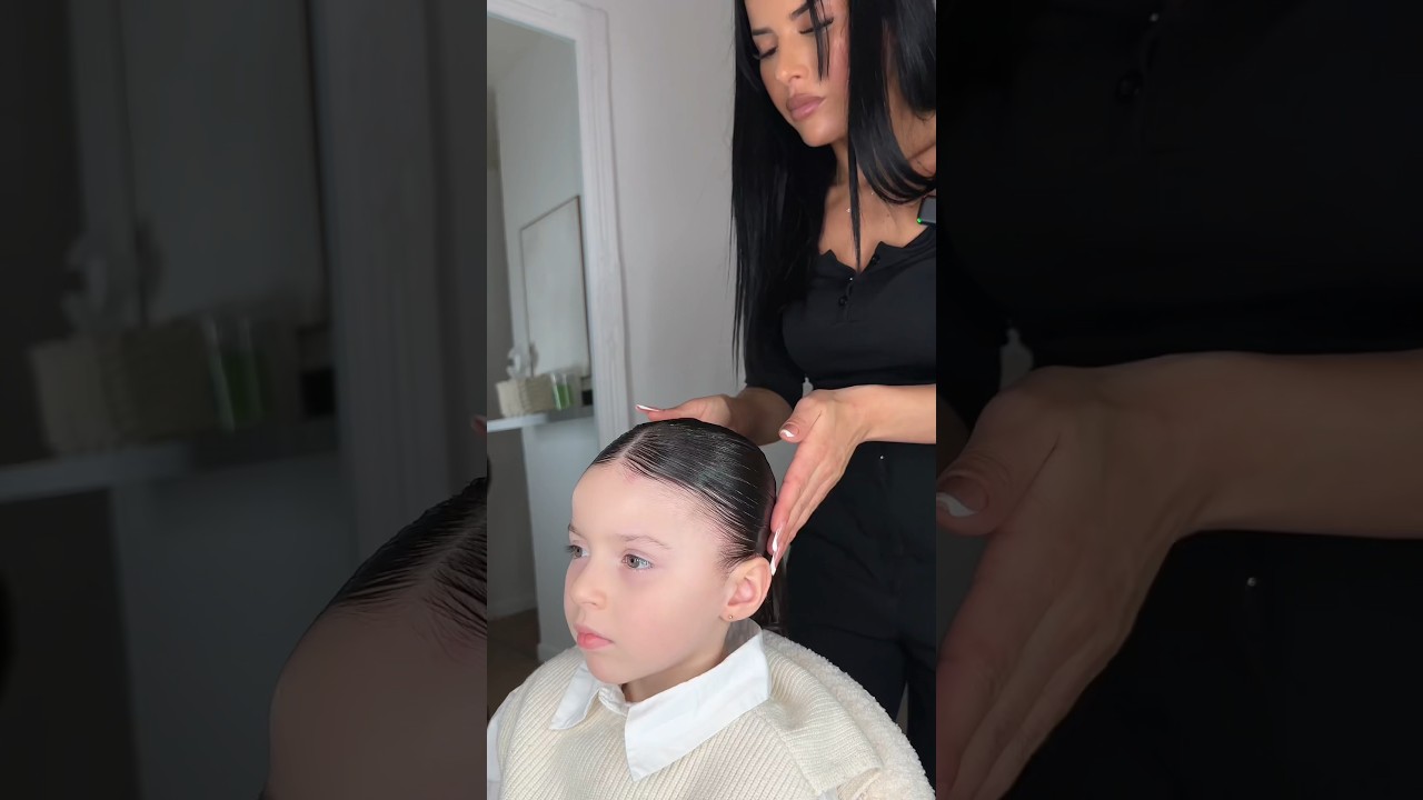 I take care of my daughter 😳im amazed #hair #asmr #hairstyle #enfants #placage