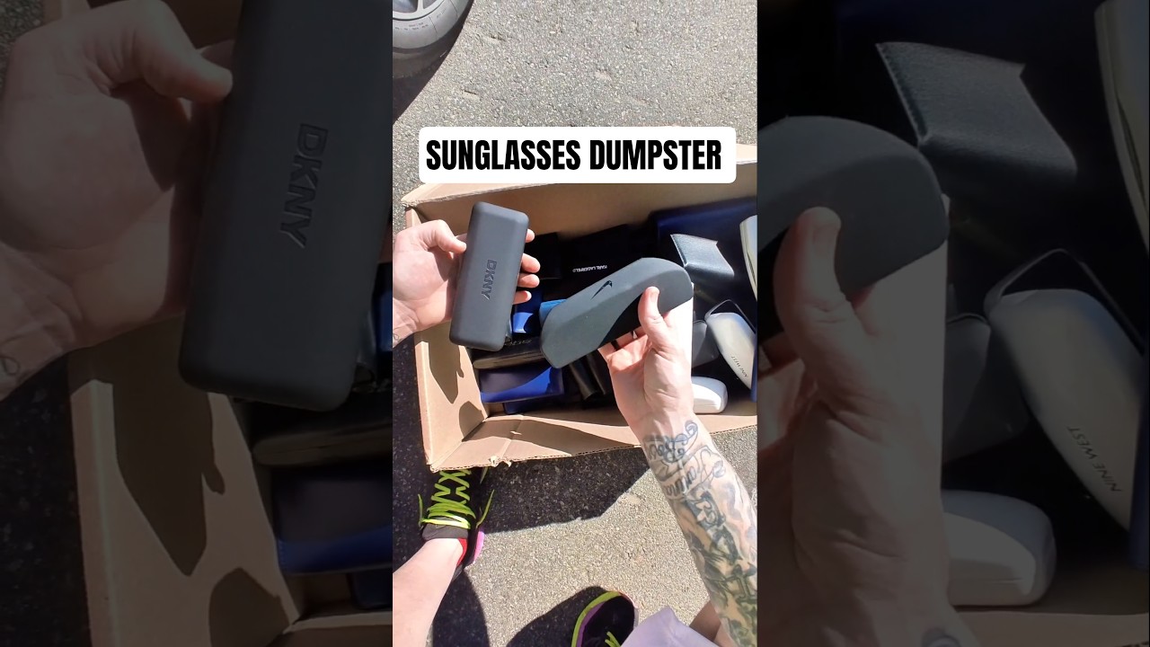 I went dumpster diving at the designer sunglasses store! #sun #dumpsterdiving #summer #free #Nike