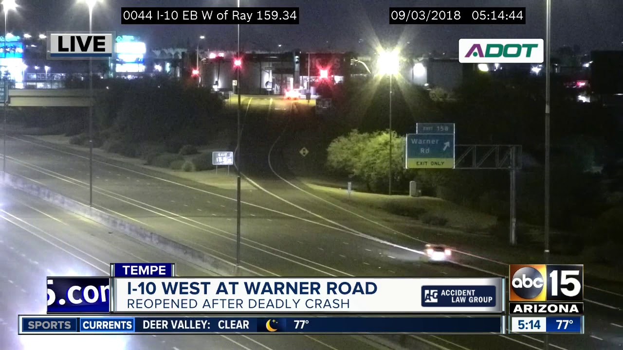 I-10 WB reopens at Warner after deadly crash