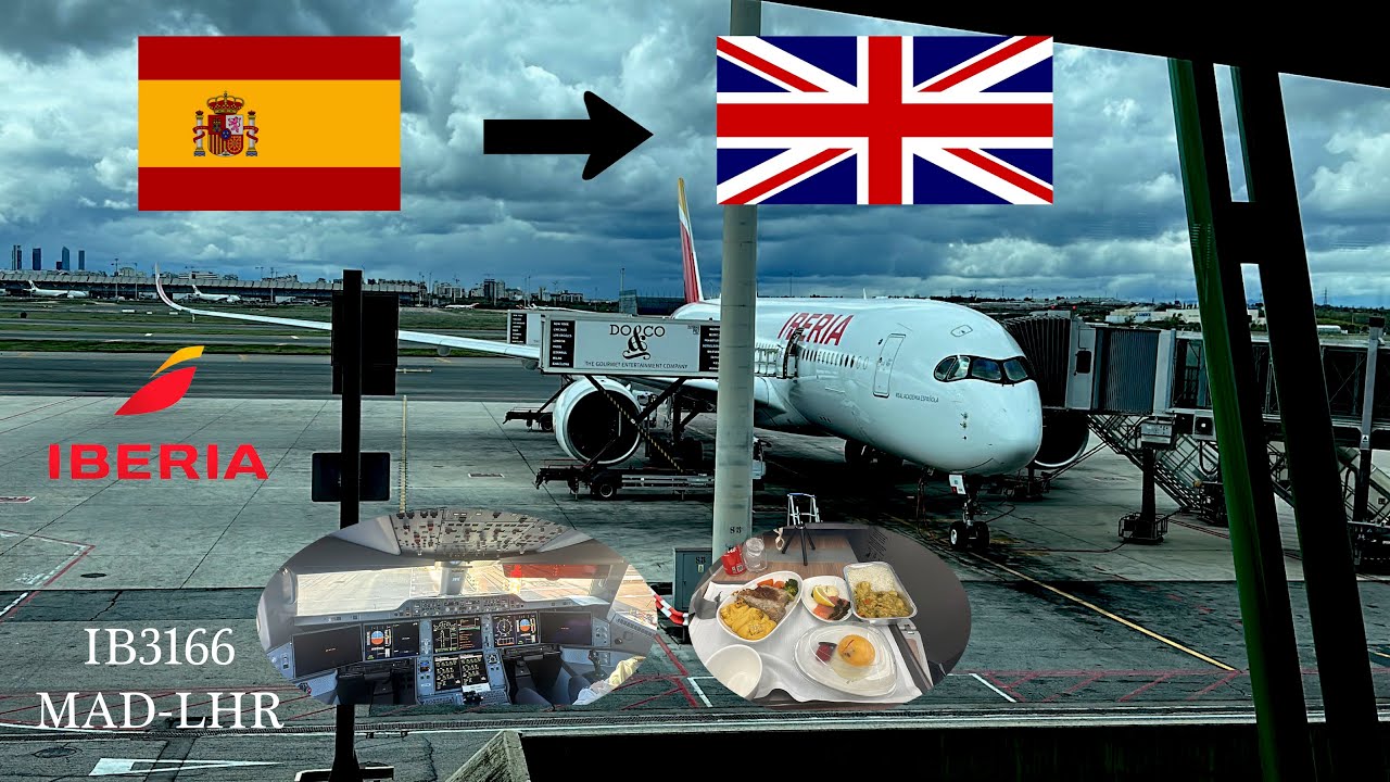Iberia airline IB3166 Madrid Barajas to London Heathrow-Upgraded to business and nice cockpit tour