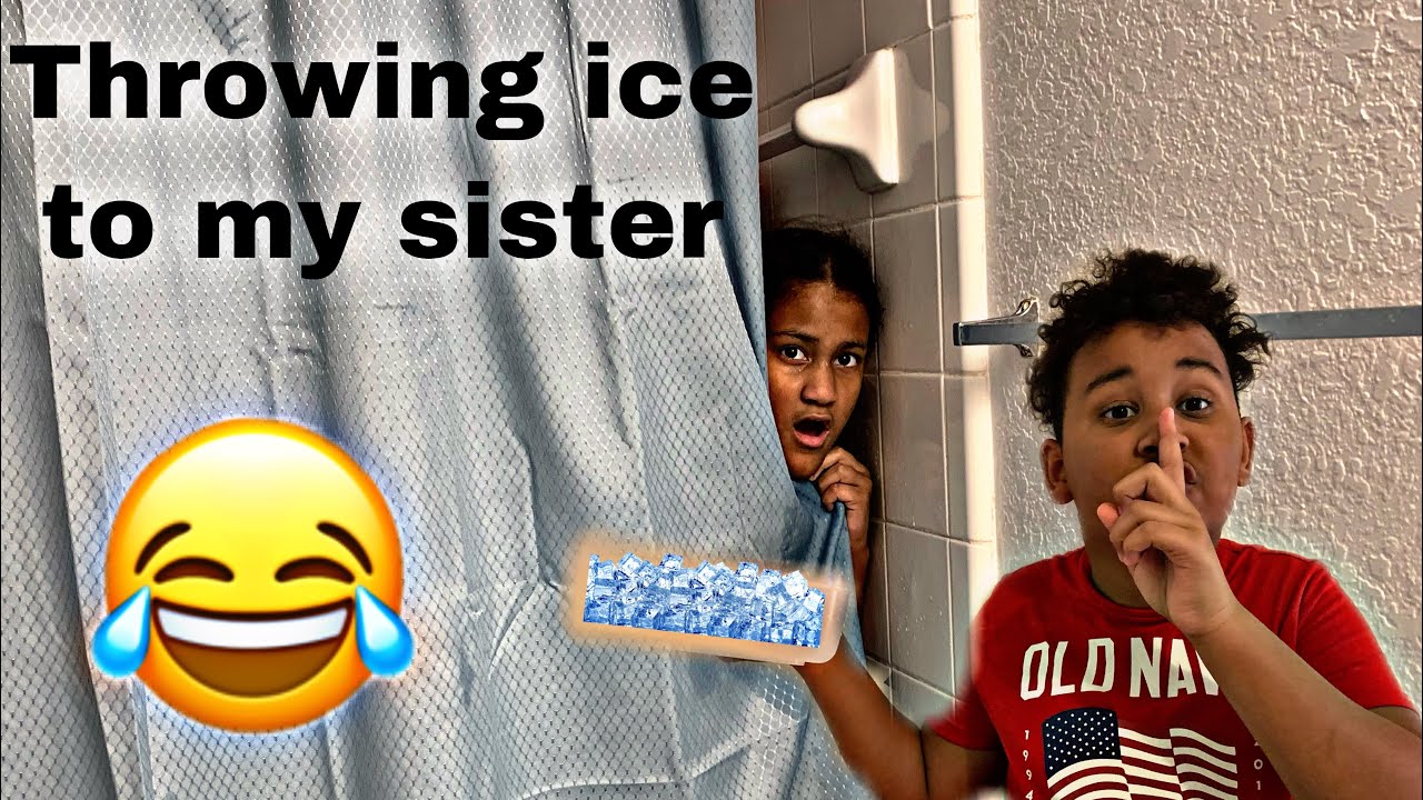 Ice cube shower prank on sister!!!  PRANK WAR.