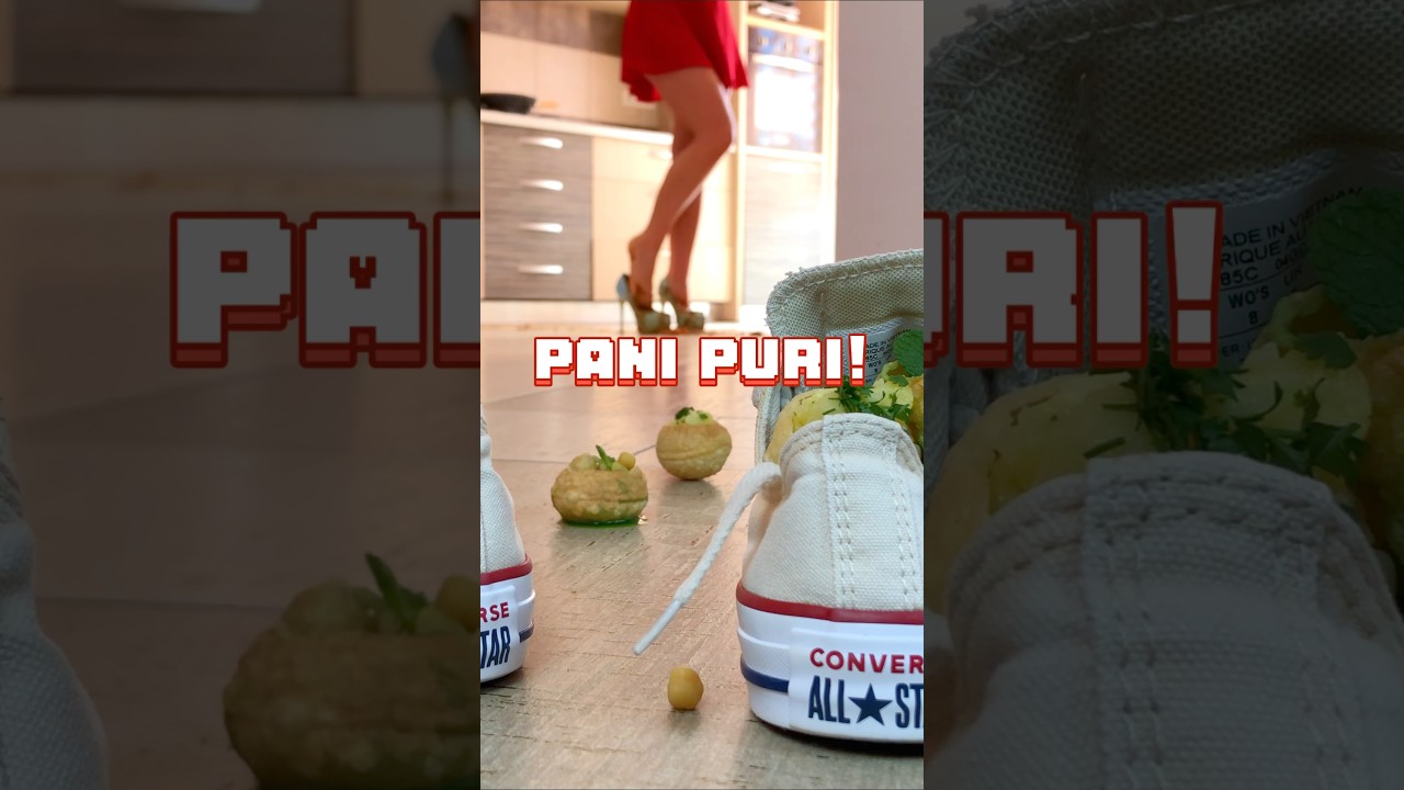 In Shoe Crush: Pea vs. Pani Puri! Barefoot Crushing Food! Oddly Satisfying! ASMR