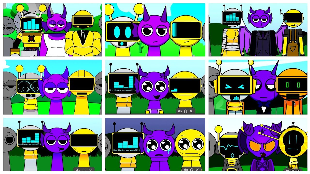 Incredibox Sprunki but ONLY FUNBOT, DURPLE AND GARNOLD  in ALL Different Mods