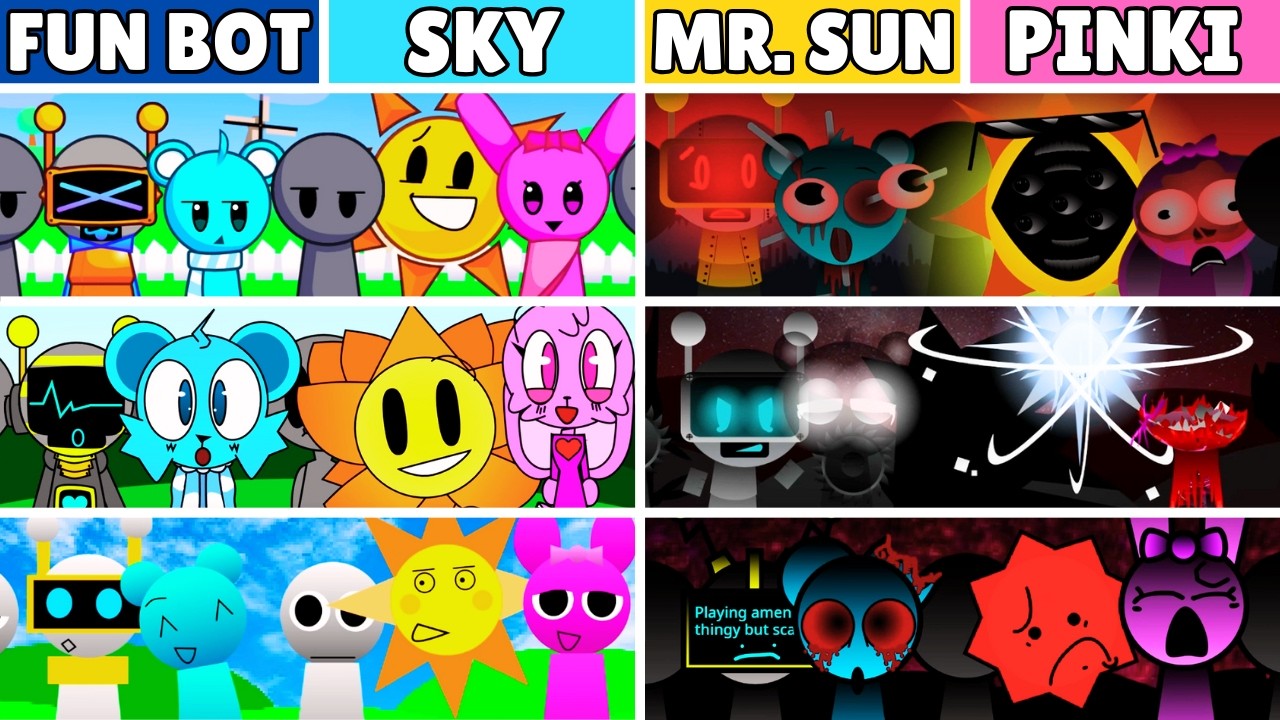 Incredibox Sprunki but QUARTET (FUN BOT, SKY, MR. SUN, PINKI) From Top 40 Mods