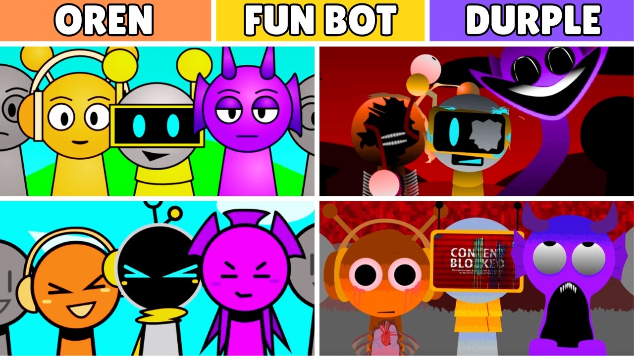 Incredibox Sprunki but TRIO (OREN, FUN BOT, DURPLE) From Top 40 Mods
