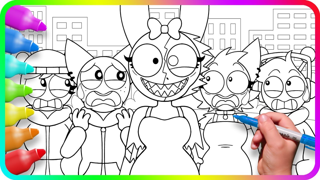 Incredibox SPRUNKI Coloring Pages - Pinki / Satisfying Coloring SPRUNKI characters