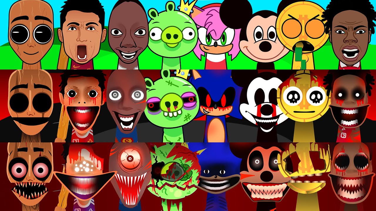 Incredibox Sprunki OC Phase 1 to Phase 3 Tenge Tenge, Sonic, Ronaldo, King Pig