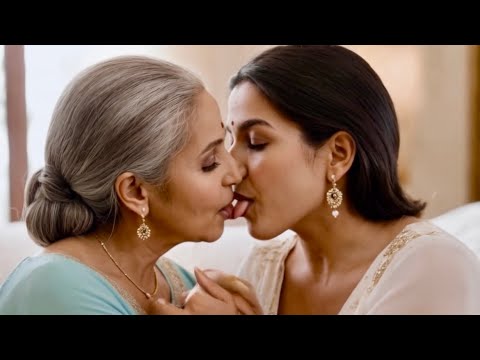 Indian Mom And Her Daughter Kissing Passionately Each Others😍 | Lesbian Kissing Scene