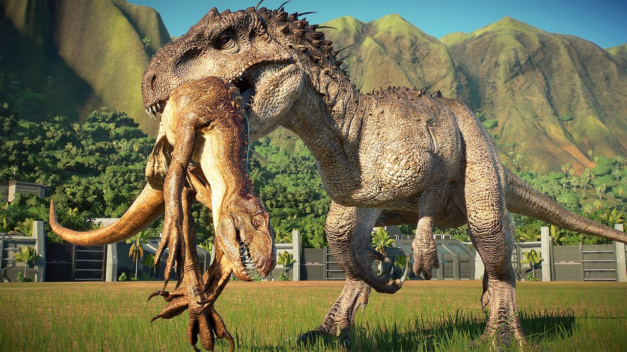 INDOMINUS REX vs ALL DINOSAURS BATTLE IN OREGON - Jurassic World Evolution 2
