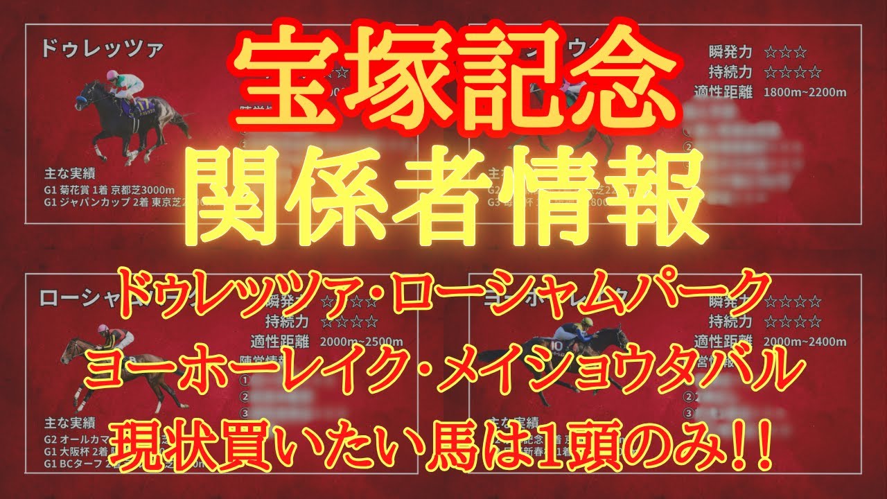 [Information from related parties] Takarazuka Kinen 2025 predictions Durezza, Rosham Park, Yoho L...