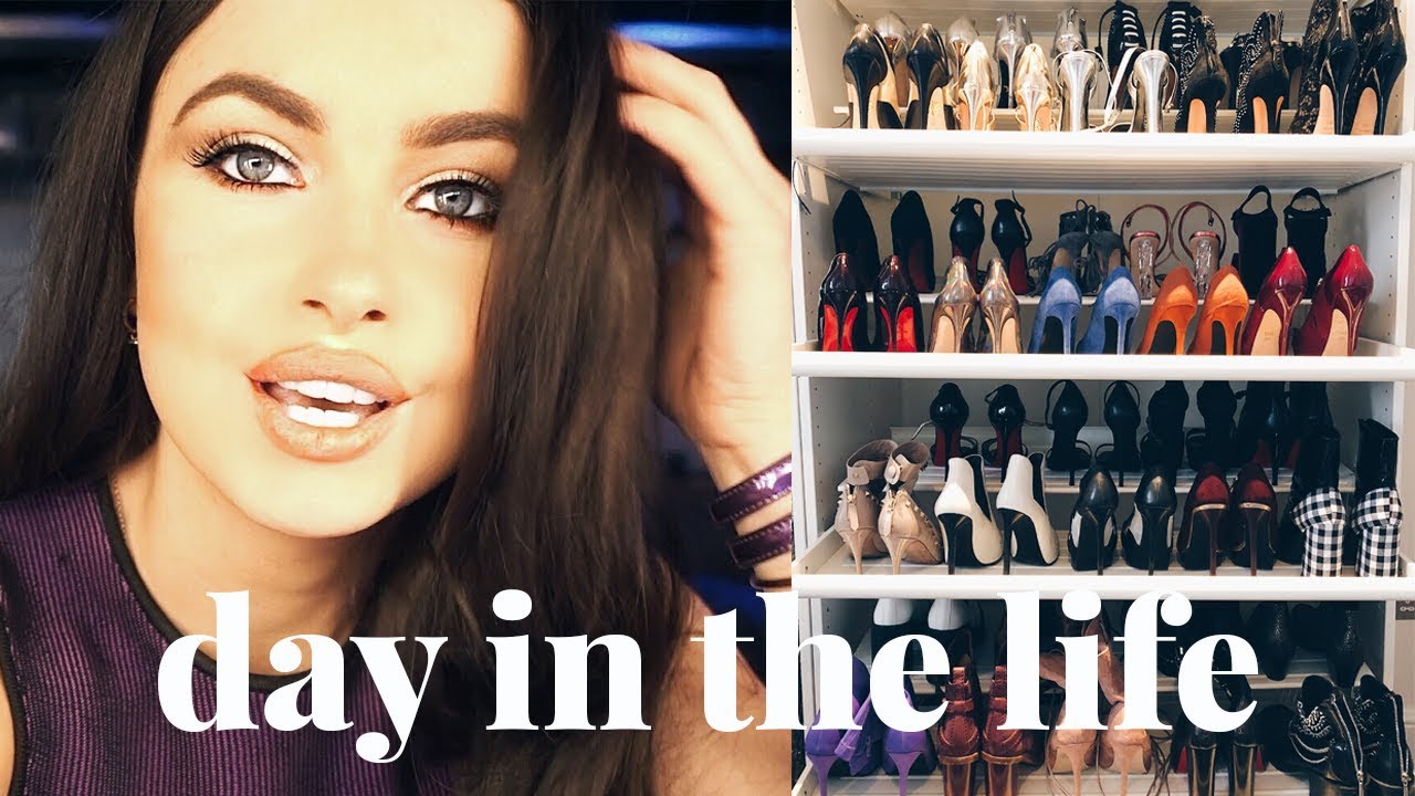 INSANE DESIGNER SHOE COLLECTION PLUS L'OREAL SHOOT, WORKOUT & WHAT I EAT | EMMA MILLER