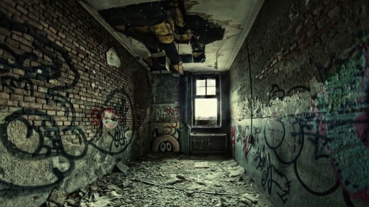 Inside of Abandoned Building | Beautiful Stock footage | Copyright Free Background l Graffiti