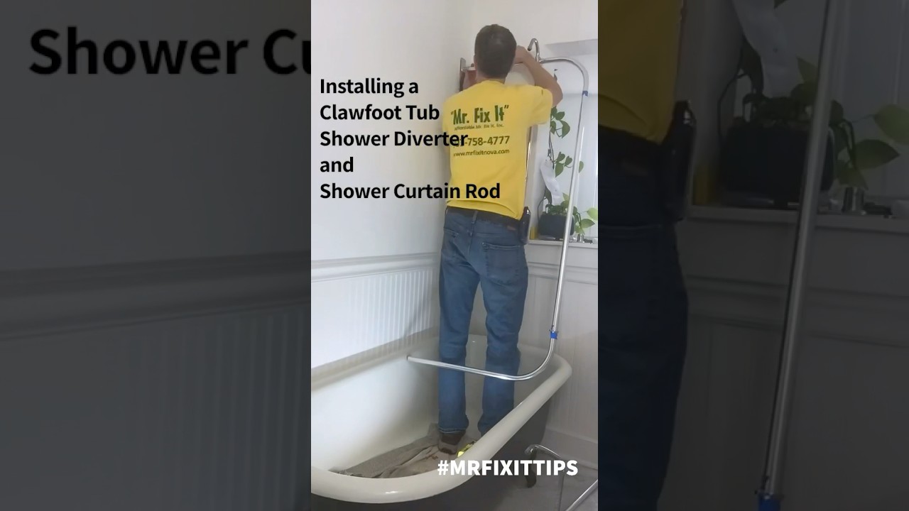 Installing a new #clawfoot #tub, shower diverter, and #shower #curtain #rod ￼