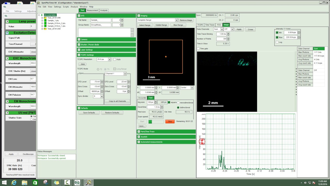 Interfacing a time-resolved spectrometer (FluoTime 300) with a microscope (MicroTime 100)
