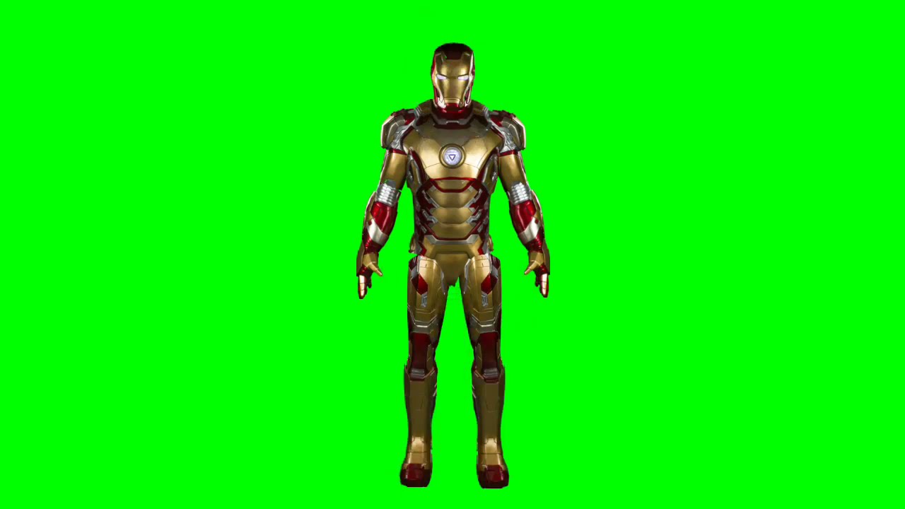 Iron man mark 42 suit up green screen. Chroma key.....