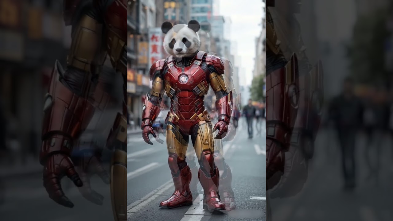 Iron-Man Panda #fun #funny #anime #music #animals #animation #phonk #tiger robot #panda #ironman