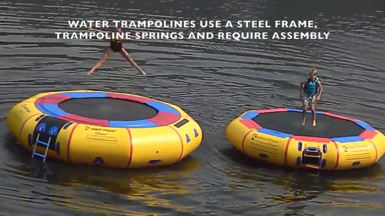Island Hopper Comparison   15' Classic water trampoline to 13' Bounce N Splash water bouncer