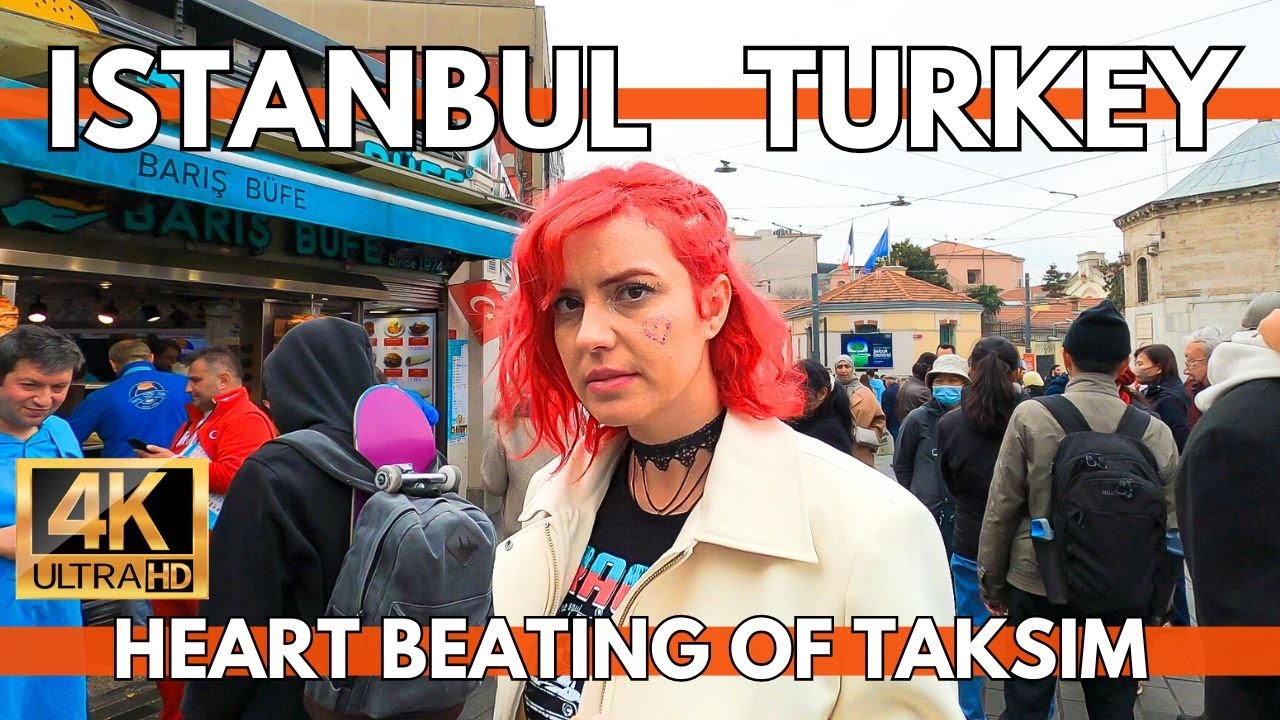 ISTANBUL TURKEY 2024 HEART BEATING OF CITY CENTER TAKSIM SQUARE,ISTIKLAL STREET 4K WALKING TOUR