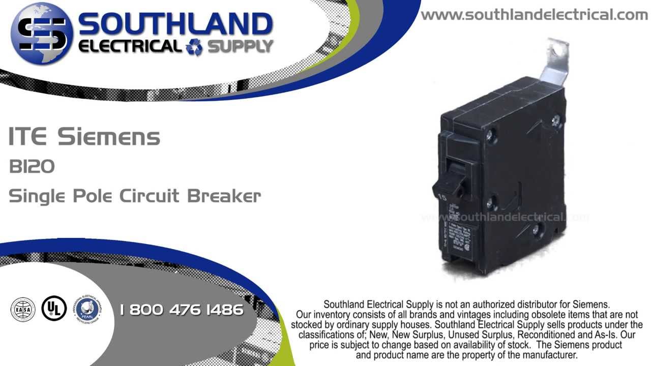 ITE/Siemens B120, 20 Amp, Single Pole, Bolt-in Circuit Breaker