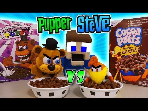 IT'S A CEREAL WAR!! Five Nights at Freddy's NIGHTMARE PUFFS vs COCOA PUFFS