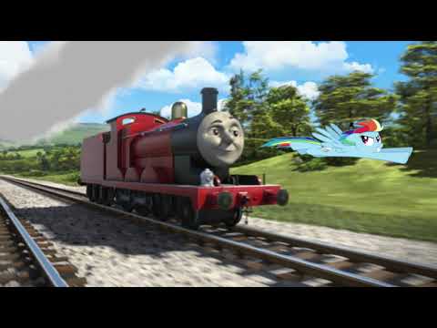 James and Rainbow Dash racing
