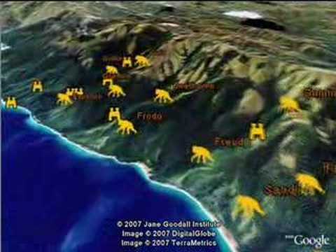 Jane Goodall Gombe Chimpanzee Blog in Google Earth