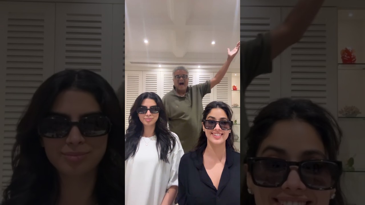 Janhvi, Khushi, and Boney Kapoor’s Adorable 'Loveyapa' Moment ❤️ #janhvikapoor #khushikapoor #shorts