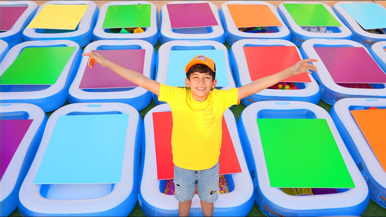 Jason helps Sara Escape with 50 Pools Challenge! Can They Find the Keys?