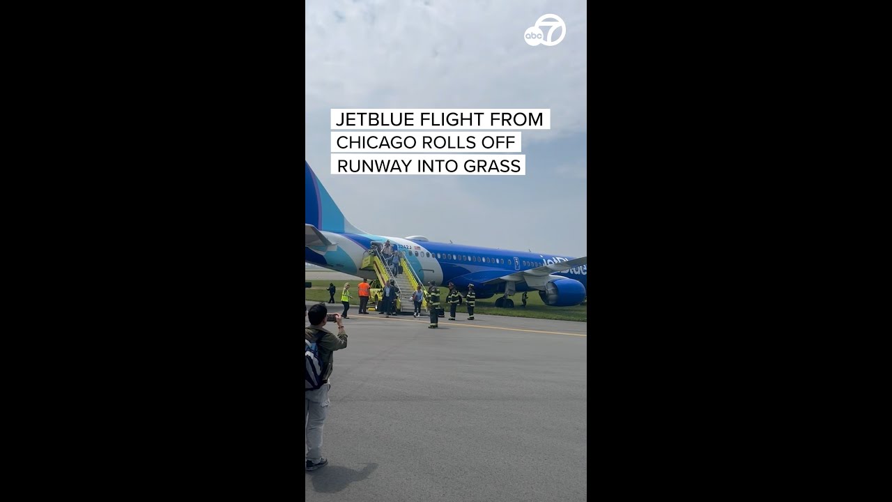 JetBlue flight rolls into grass after landing at Boston's Logan airport