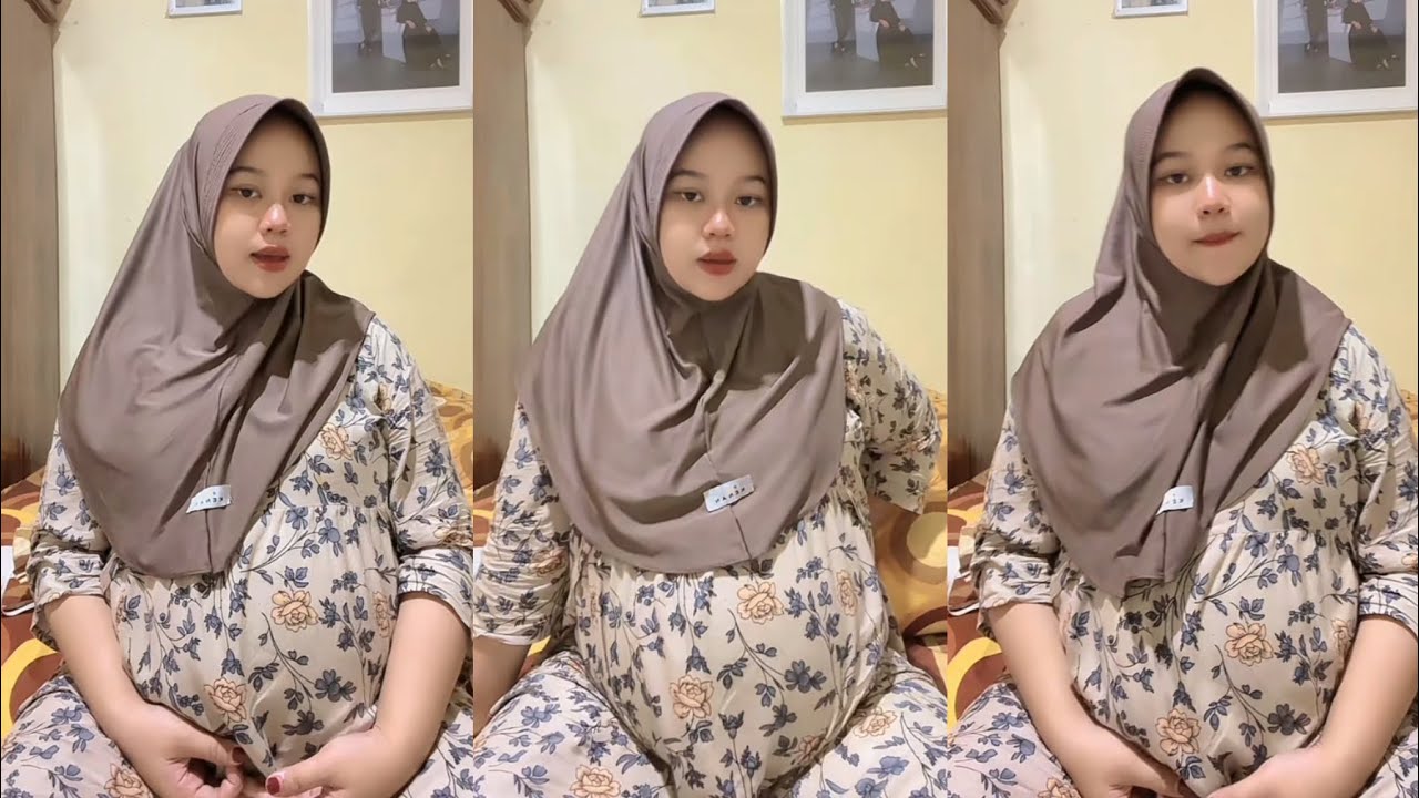 Jilbab cantik manis hamil besar live malam