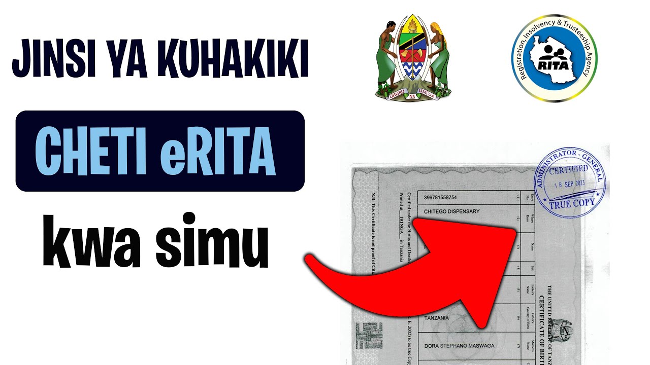 Jinsi ya KuHakiki cheti za kuzaliwa eRITA,  verify cheti cha kuzaliwa