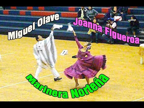 Joanna Figueroa se luce con gran coquetería y Miguel responde con mucho garbo. Marinera Norteña