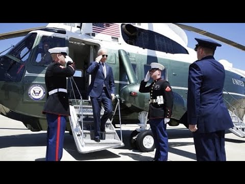 Joe Biden in Marine One taking off from the South Lawn of the White House—helicopter fly over 🇺🇸