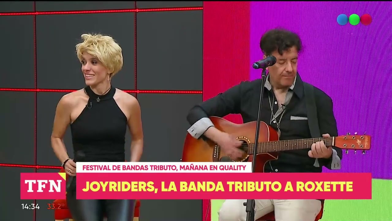 Joyriders, la banda tributo a Roxette, en el living de Telefe Noticias.