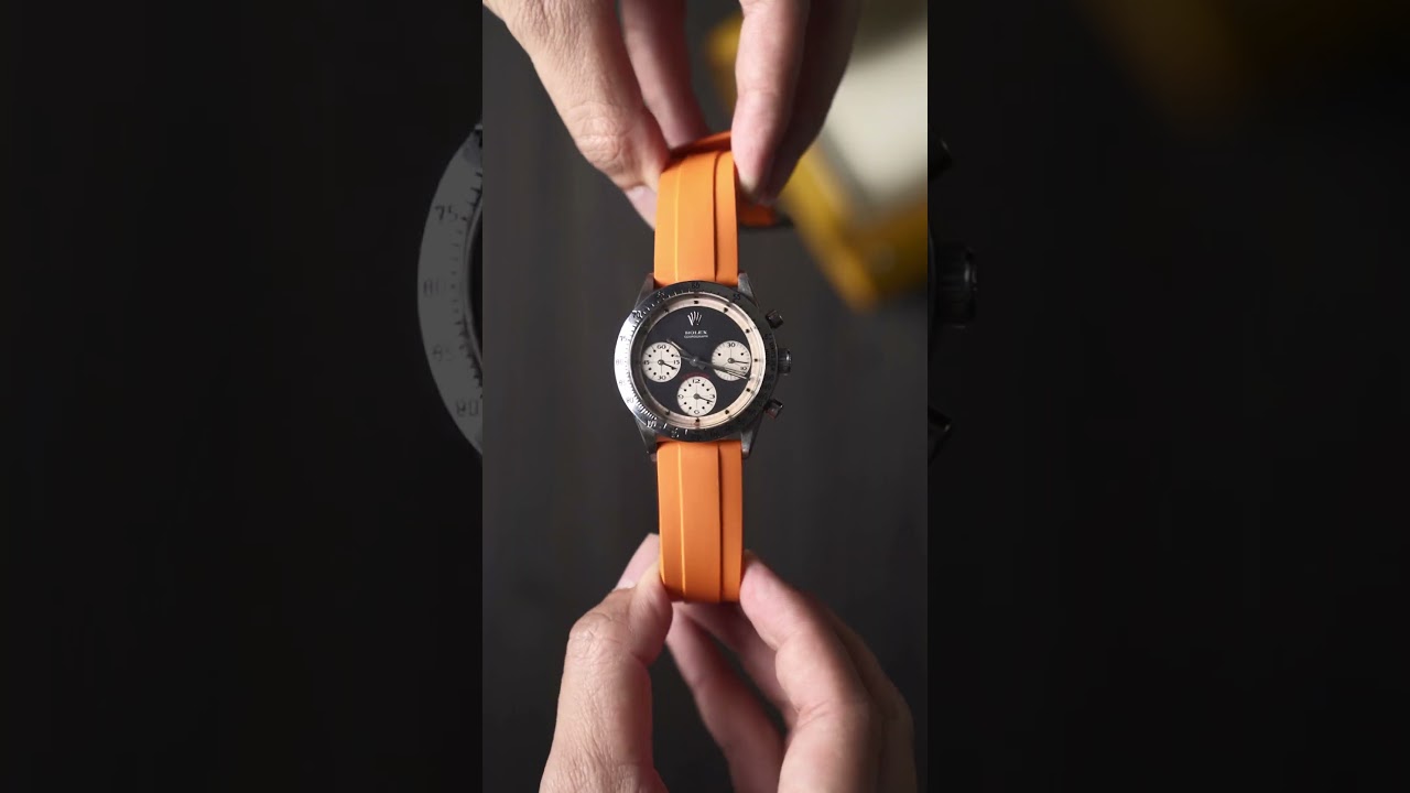 JU Overseas FKM Rubber Strap on Rolex Daytona Paul Newman Dial Ref.6239 #watch #rubberstrap