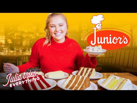 Julia Tries ALL Of The Most Popular Cheesecakes From Junior's | Delish